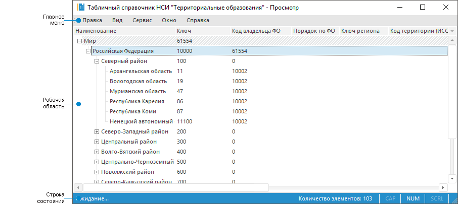 Справочник НСИ, открытый на просмотр