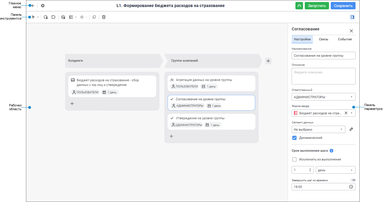 Настройка бизнес-процесса в веб-приложении