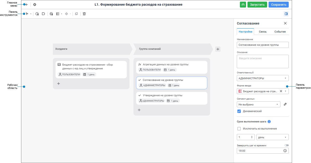 Настройка бизнес-процесса в веб-приложении