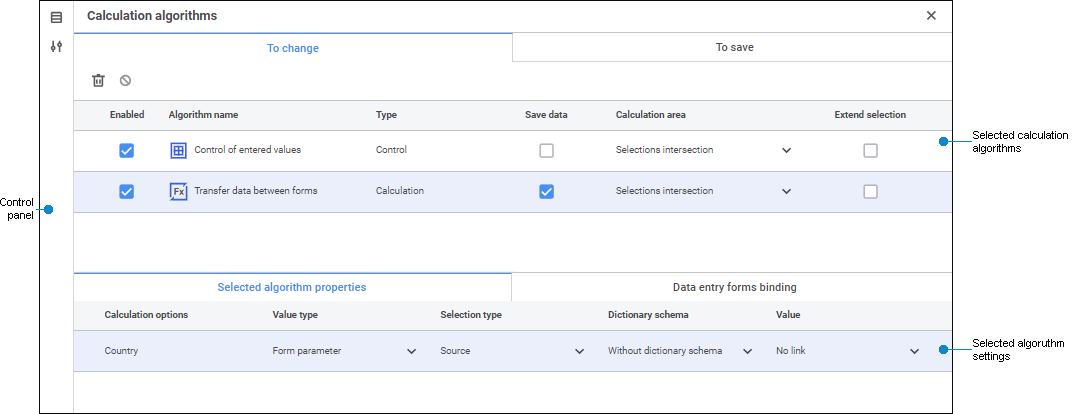 Calculation algorithms Calculation algorithms