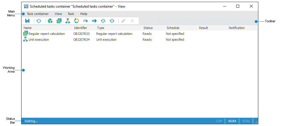 Scheduled tasks container