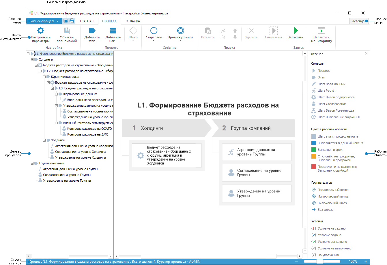 Настройка бизнес-процесса в настольном приложении